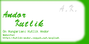 andor kutlik business card